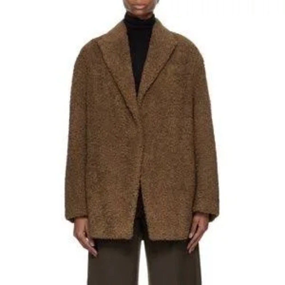 NWT Vince Faux Fur Teddy Bear One Button Blazer Coat Jacket in Chestnut Sz. S